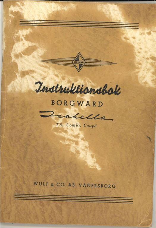 1958 Borgward Isabella Instruktionsbok svensk