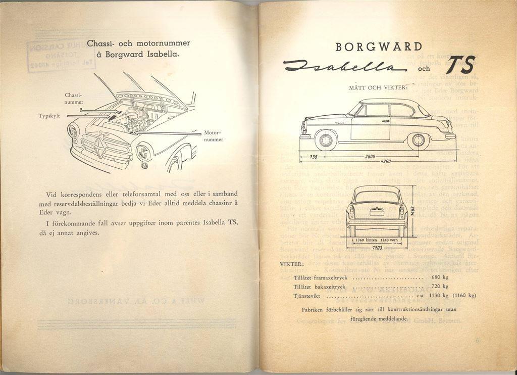 1958 Borgward Isabella Instruktionsbok svensk - 2