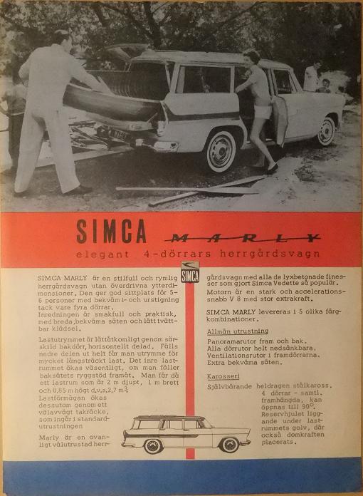 1961 Simca Marly broschyr svensk