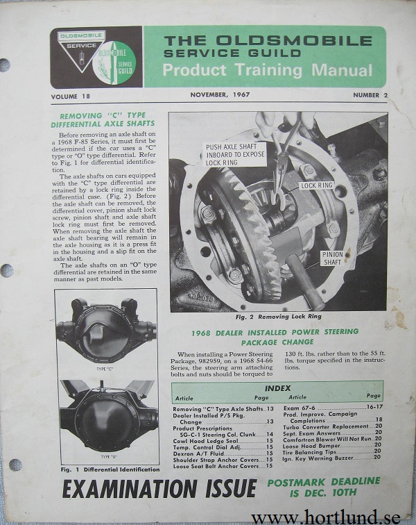 1968 Oldsmobile Service Guild Training Manual November 1967