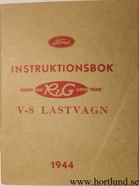 1944 Ford V8 Lastvagn Instruktionsbok svensk
