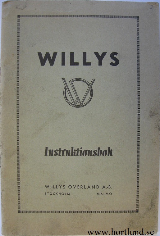 1938 Willys modell 38 Instruktionsbok