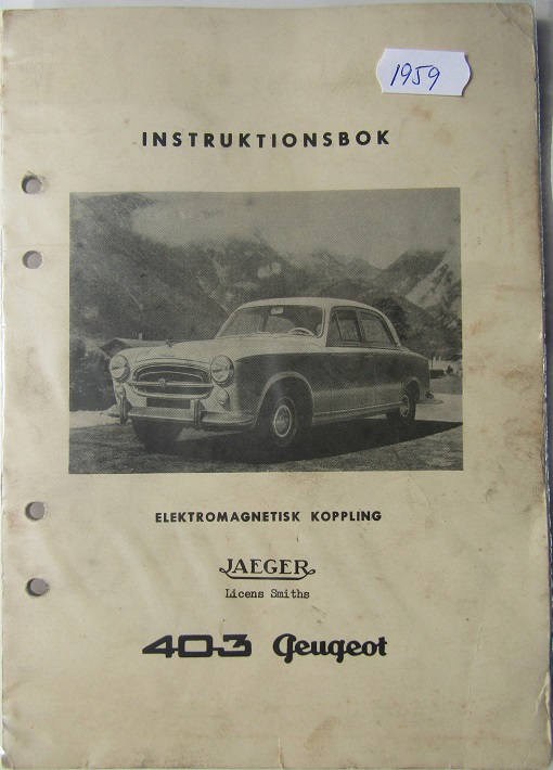 1959 Peugeot 403 Elektromagnetisk koppling Instruktionsbok