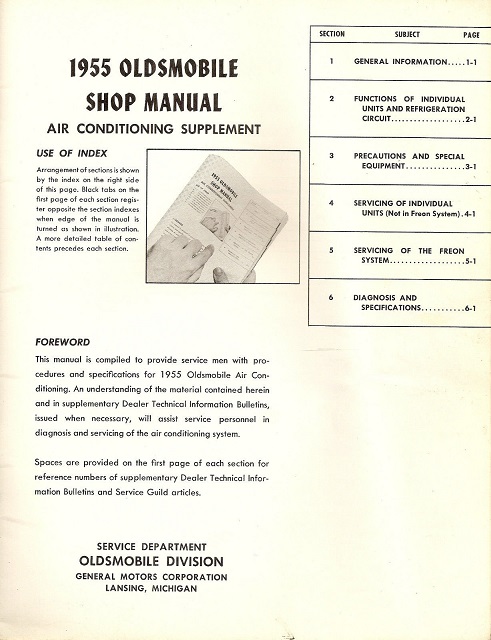 1955 Oldsmobile Shop Manual Air Conditioning supplement - 2