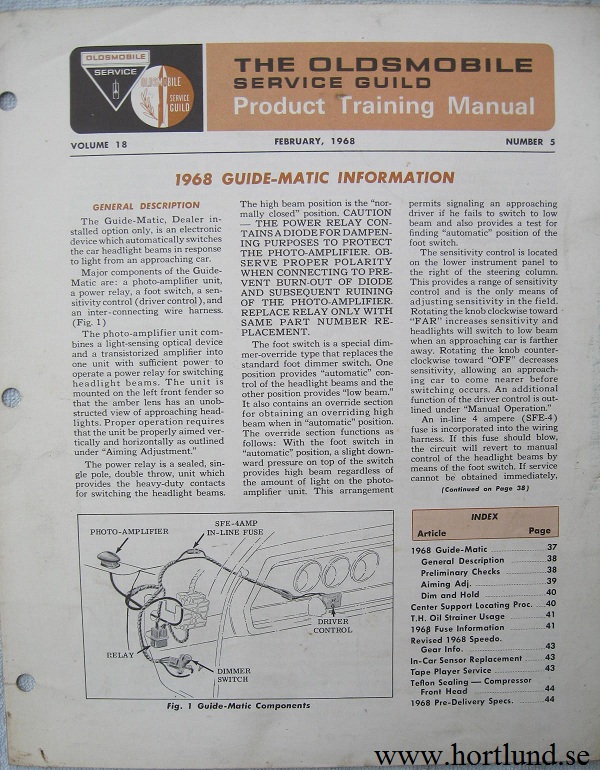 1968 Oldsmobile Service Guild Training Manual February