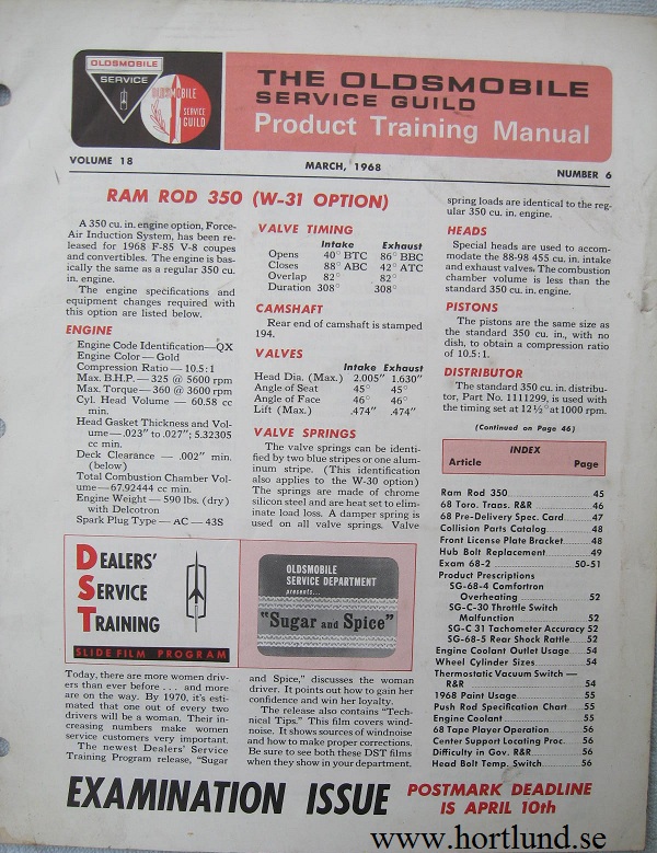 1968 Oldsmobile Service Guild Training Manual March