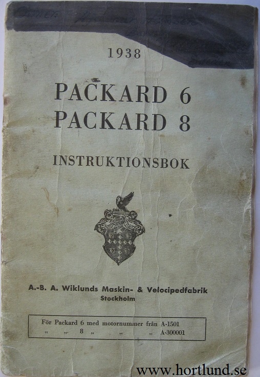 1938 Packard 6 och 8 Instruktionsbok