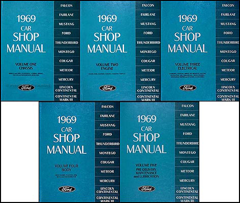 1969 Ford, Cougar, Fairlane, Falcon, Montego, Mustang, Thunderbird, Meteor, Mercury och Lincoln Continental Shop Manual