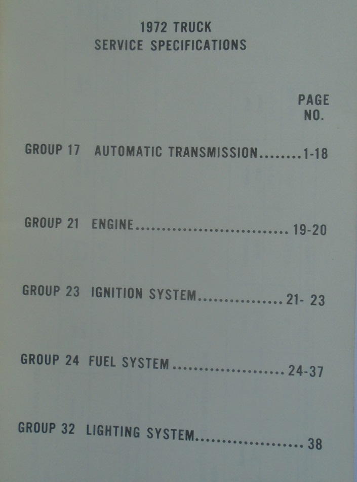 1972 Ford Truck Service Specifications - 2