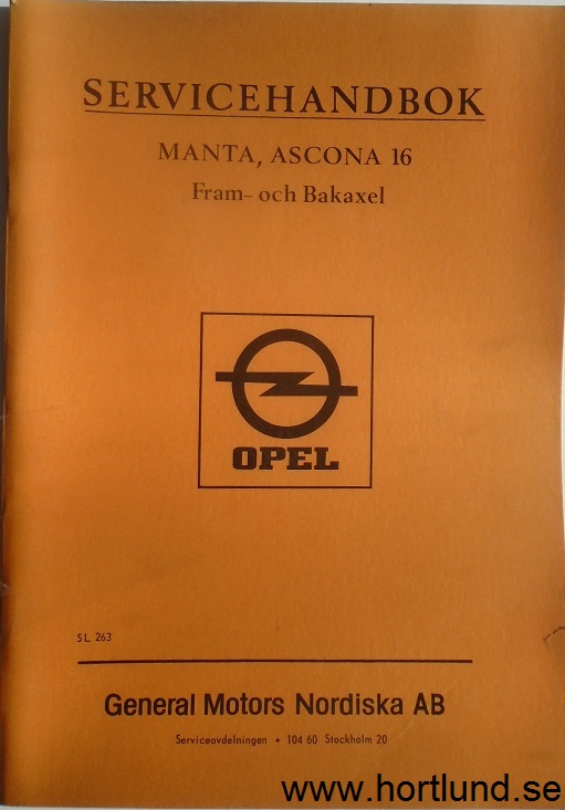 1971 Opel Manta & Ascona 16 Servicehandbok Fram- och Bakaxel