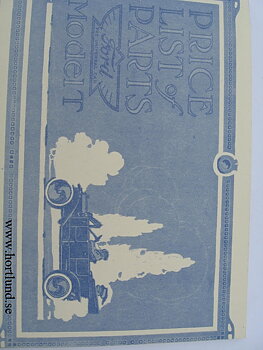 1909 - 1915 Ford Model T Price List of Parts