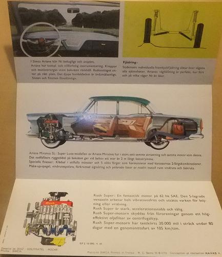 1961 Simca Ariane Miramas broschyr svensk - 2