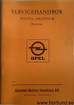 1971 Opel Manta & Ascona 16 Servicehandbok Bromsar
