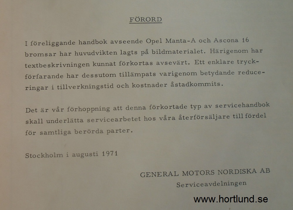 1971 Opel Manta & Ascona 16 Servicehandbok Bromsar - 2