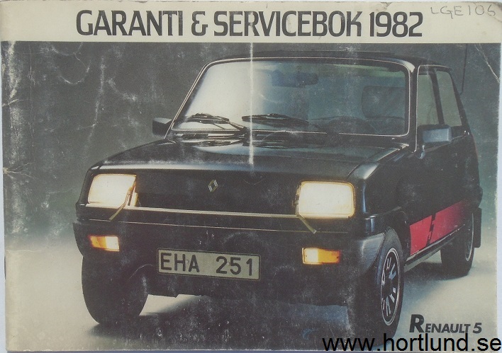 1982 Renault 5 Garanti & Servicebok