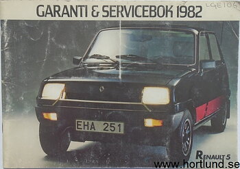 1982 Renault 5 Garanti & Servicebok