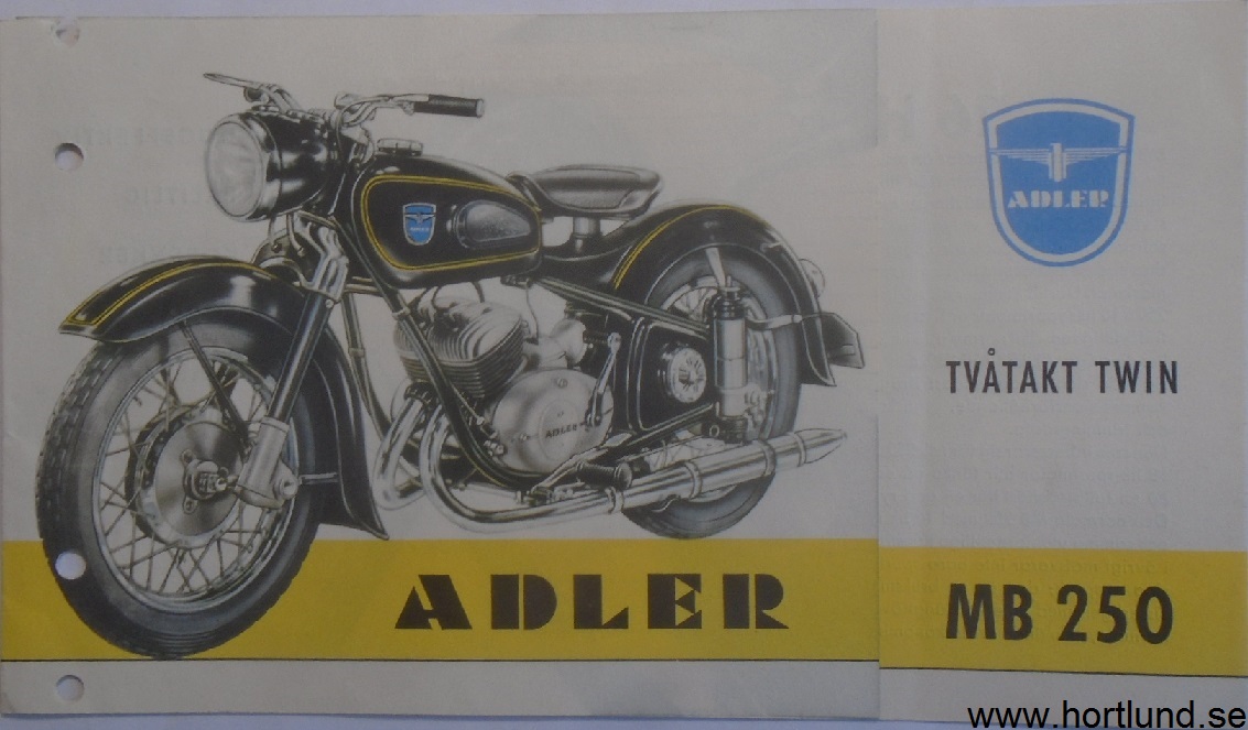 1954-1958 Adler MB 250 och 250 S broschyr svensk