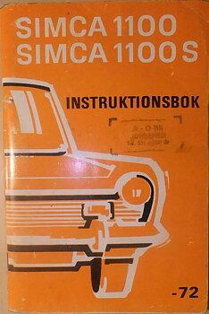 1972 Simca 1100 & 1100 S Instruktionsbok