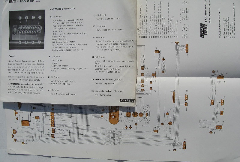 1972 Fiat 128 Elschema och säkringar