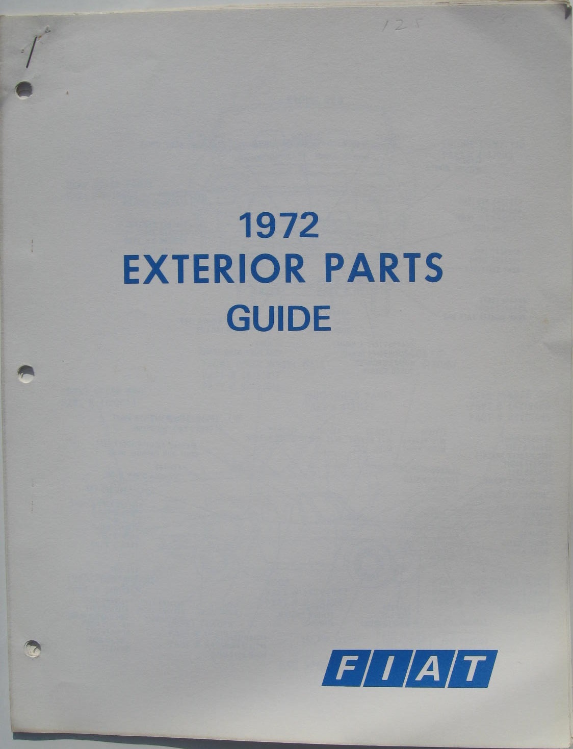 1972 Fiat 850, 124 och 128 Exterior Parts Guide