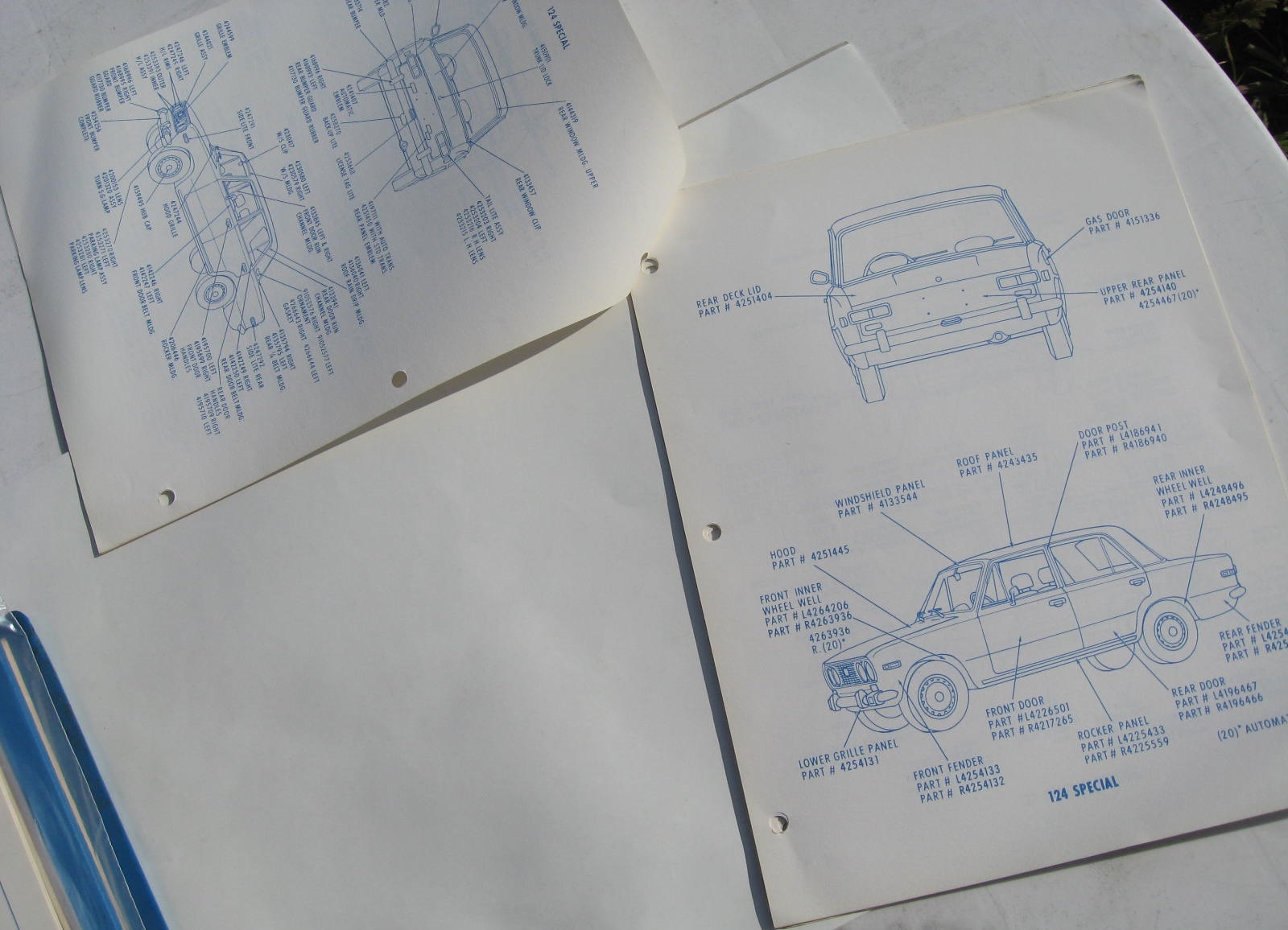 1972 Fiat 850, 124 och 128 Exterior Parts Guide - 2