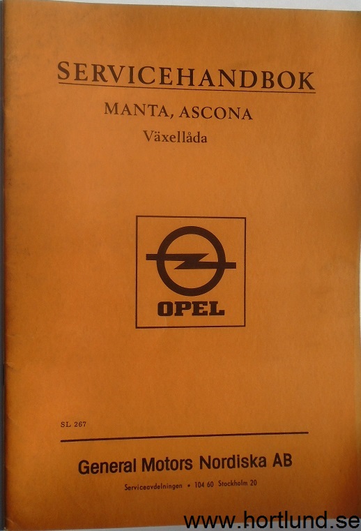 1971 Opel Manta & Ascona Servicehandbok Växellåda
