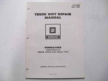 1981 Chevrolet Truck Unit Repair Manual Generators