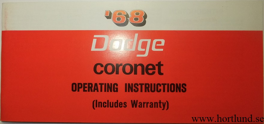 1968 Dodge Coronet Operating Instructions