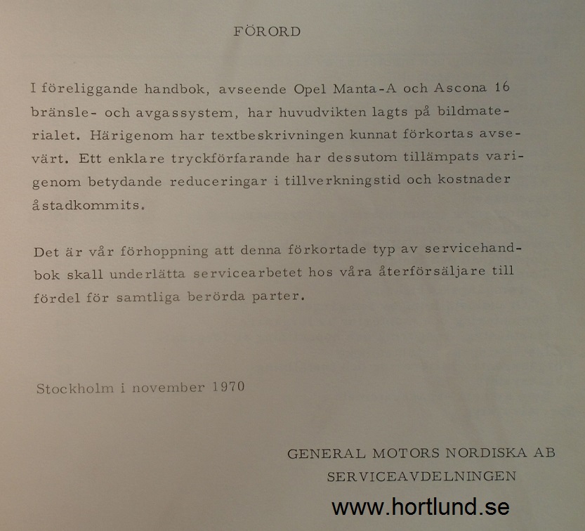 1971 Opel Manta & Ascona 16 Servicehandbok Bränsle- och Avgassystem - 2