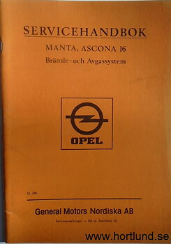 1971 Opel Manta & Ascona 16 Servicehandbok Bränsle- och Avgassystem