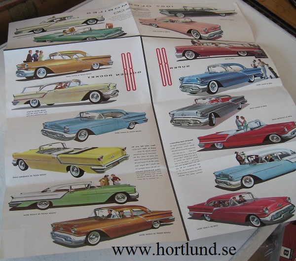 1957 Oldsmobile färgbroschyr folder - 2