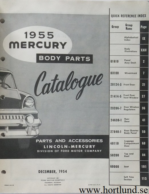 1955 Mercury Body Parts Catalog - 2