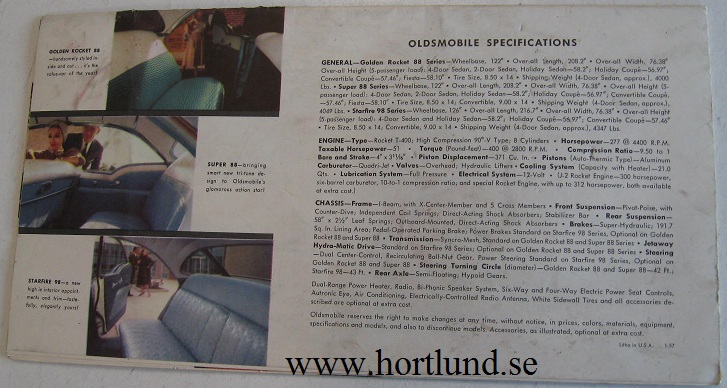 1957 Oldsmobile färgbroschyr folder - 2