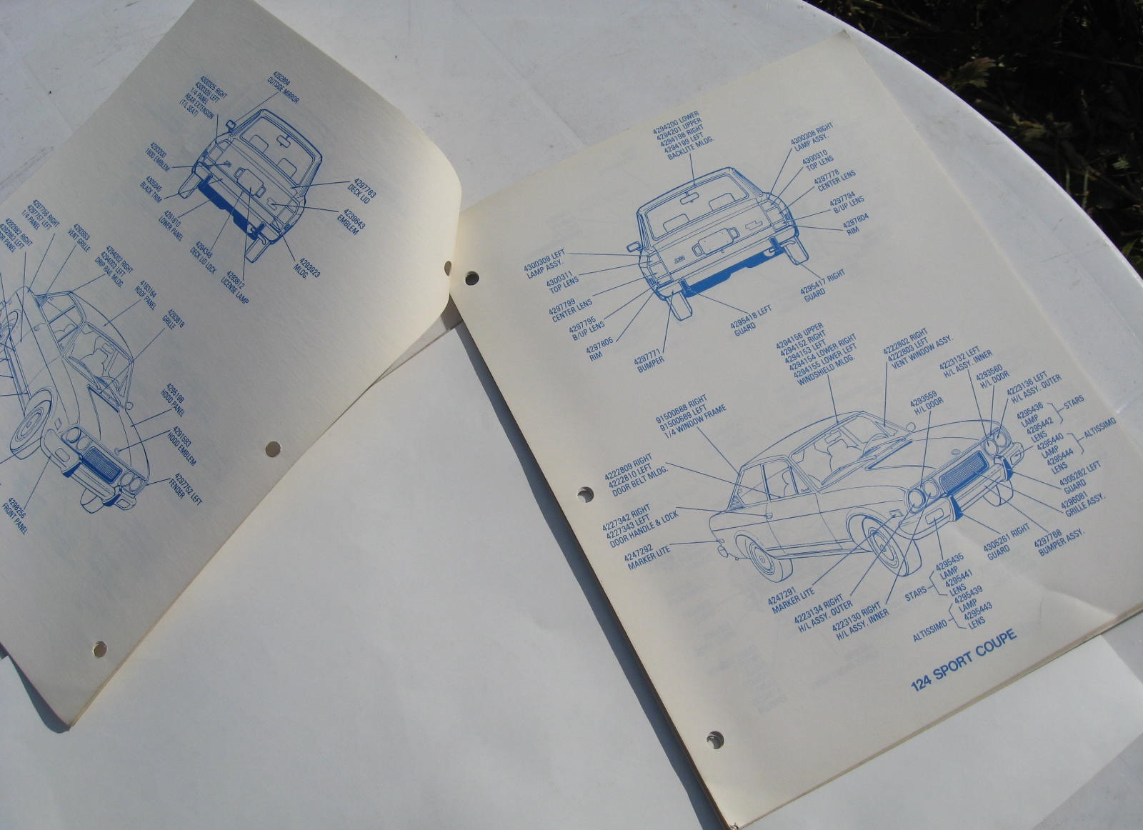 1973 Fiat 850, 124 och 128 Exterior Parts Guide - 2
