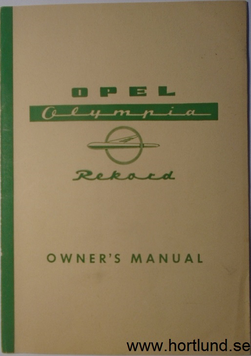 1958 Opel Olympia & Rekord Owner's Manual