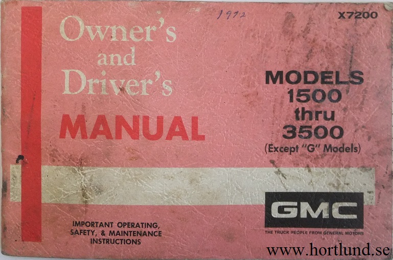 1972 GMC 1500-3500 Truck Owner's Manual