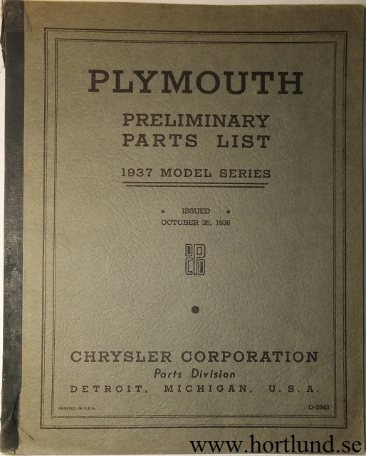 www.hortlund.se 1937 Plymouth Preliminary Parts List