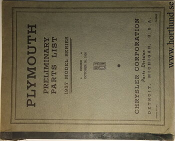 1937 Plymouth Preliminary Parts List