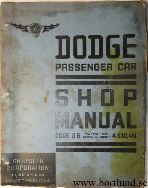 1937 Dodge Passenger Car Shop Manual original