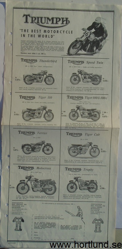 1955 Triumph broschyr svensk