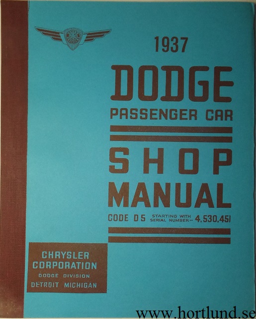 1937 Dodge Passenger Car Shop Manual