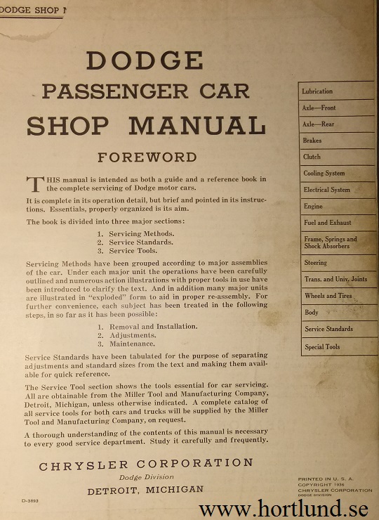 1937 Dodge Passenger Car Shop Manual - 2