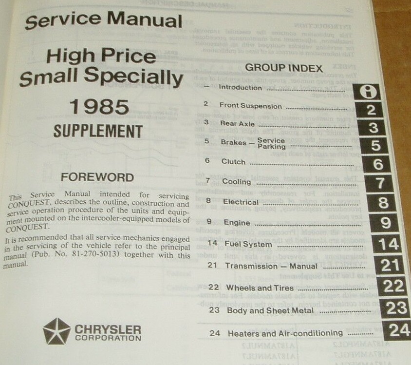 1985 Chrysler Dodge Plymouth Conquest Service Manual - 3