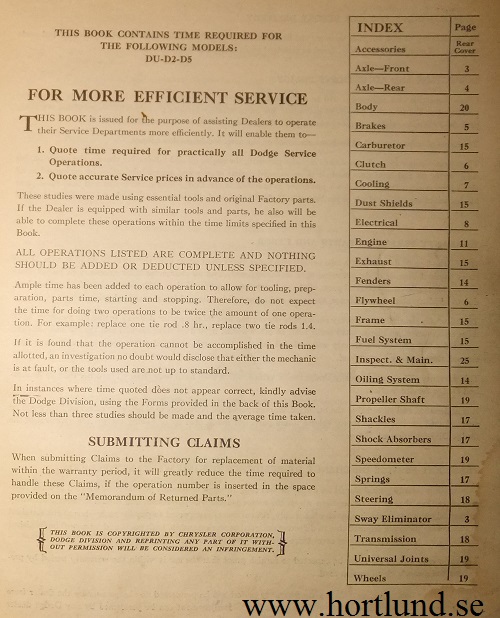 1937 Dodge Passenger Car Service Time Schedule 1935-1937 - 2