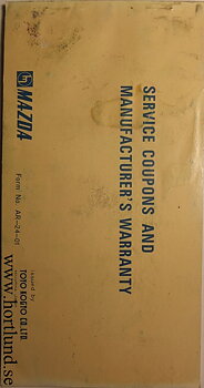 1973 Mazda Service Coupons and Manufacturer's Warranty