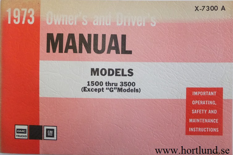 1973 GMC 1500-3500 Truck Owner's Manual 1:st upplagan