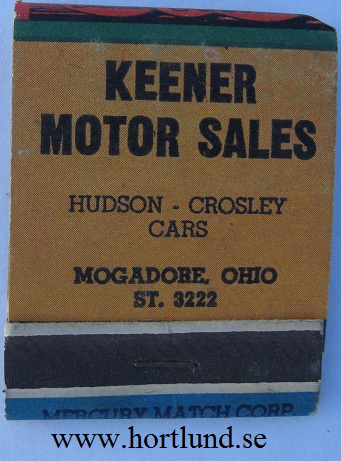 1940 - 1952 Hudson och Crosley tändstickor reklam