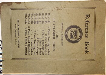 1923 Buick Reference Book Six Cylinder Series