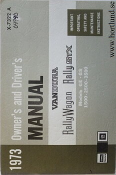 1973 GMC Van Owner's Manual 1:st upplagan