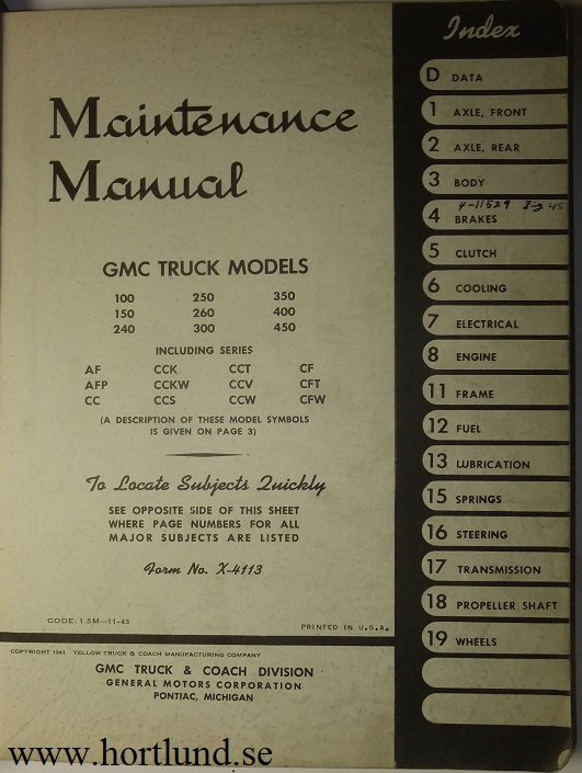 1941 - 1946 GMC 100-450 Truck Maintenance Manual - 2